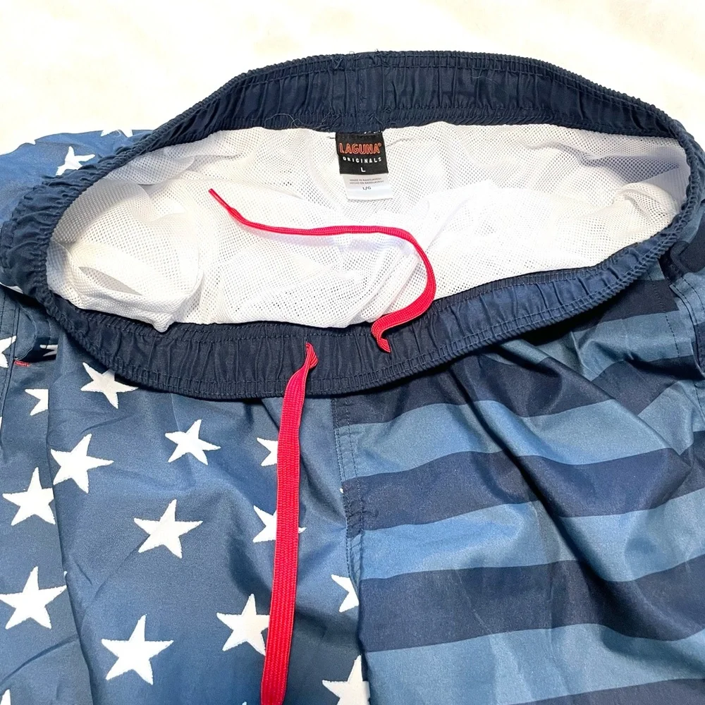 New Men’s STARS and STRIPES Drawstring Swim Trunks - Picture 9 of 10